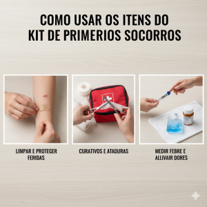 Como usar os itens do kit de primeiros socorros